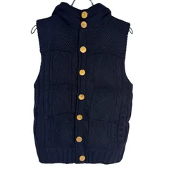 C383 Purple&Yellow パープルアンドイエロー ニット ベスト フード ネイビー メンズ M