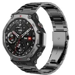 新品 Lamsaw for Amazfit T-Rex 3 スマートウォッチ バンド ステンレス製 メタル ベルト 金属交換バンド 時計ストラップ 長さ調整器具付き Amazfit T-Rex 3 48mmスマートウォッチ用