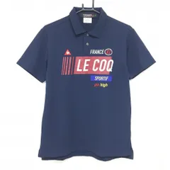 【超美品】ルコックゴルフ 半袖ポロシャツ ネイビー×レッド ビッグプリント メンズ L ゴルフウェア le coq sportif