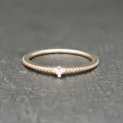 新品同様 美品 ete エテ K10YG イエローゴールド ダイヤモンド 指輪 リング 5号 ピンキーリング 0.8g 箱 ジュエリーボックス 巾着