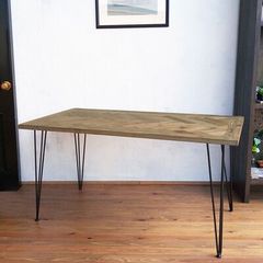 【ブルックリン家具】古材×ブラックスチール脚 ダイニングテーブル150×80cm ブルックリン家具】古材×ブラックスチール脚 ダイニングテーブル150