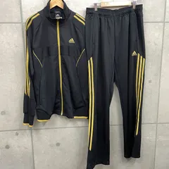 adidas アディダス スリーストライプ トラックジャケット ジャージセットアップ 上下セット ブラック ゴールド 黒金 Lサイズ ロゴ刺繍