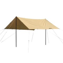 TCレクタタープ スクエア型 Mサイズ 360cm×360cm タン ポリコットン 難燃素材 撥水加工 ペグ 自在ロープ 収納袋付き VASTLAND（ヴァストランド）