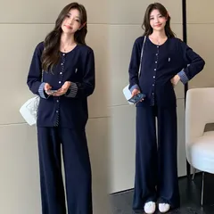 セットアップ マタニティ 妊婦服  パンツ カーディガン カジュアル 韓国