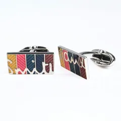 新品 ポールスミス カフリンクス カフスボタン ARTIST WEAVE ロゴ シグネチャー メンズ シルバー×マルチカラー CUFF MART 96 英国 ビジネス 結婚式のサムネイル