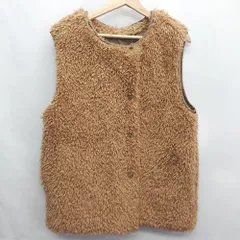 ◇ ⊇ 表記なし ボア ビックシルエット 袖なし ベスト サイズ表記なし ブラウン レディース E  【1408220053476】