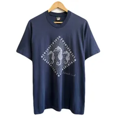 USA製 SCREEN STARS スクリーンスターズ フロントプリント タツノオトシゴ 貝殻 beach シングルステッチ 半袖Tシャツ 紺 ネイビー XLサイズ No.Y576のサムネイル