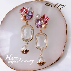 no.117♡ハンドメイドピアスイヤリングパール×ビジュー