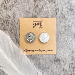 ネイティブ×大理石ピアス（グレー）［サージカルステンレス］※イヤリング変更可能