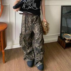 芸艺Kira ヒョウ柄 ファー付き ワイドパンツ y2k サギング opium 