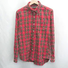◇ ⊂◎ GIORDANO ジョルダーノ 綿 チェック柄 長袖 シャツ サイズM レッド メンズ E  【1501230046787】のサムネイル