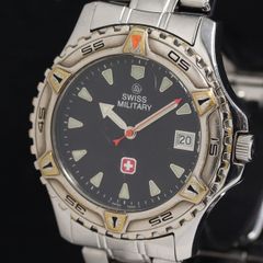 SWISS ARMY 自動巻き 黒文字盤ヴィンテージ メンズ16cm稼働品 - メルカリ