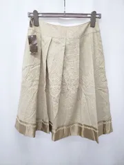 ◇ ⊇ ◎ ●未使用● TRANS WORK タグ付き ツイード ラメ 膝下丈 プリーツ スカート サイズ40 ベージュ系 レディース E  【1506110012425】