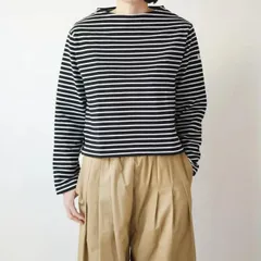 ORCIVAL | CLN BOAT NECK LONG SLEEVE CROPPED P.O. size 2 | オーシバル ボートネック プルオーバー 細ボーダー 長袖 クロップド丈