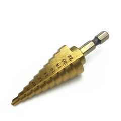 【新着商品】【ノーブランド 品】チタン　HSS 10ステップ　ドリル　422ミリメートル　六角　シャンク　1/4　ホール　カッター　穴あけ工具