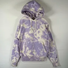 古着 チャンピオン Champion パーカー リバースウィーブ ワンポイントロゴ フーディ マフポケット スウェット SMALL  ホワイト タイダイ メンズ