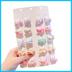 40点セット こども ヘアゴム 髪ゴム おしゃれ 女の子 ヘアアクセサリー カラフル かわいい QuickYen ヘアアクセサリー 結びなし 収納ポーチ付き 保育園 幼稚園 プレゼント