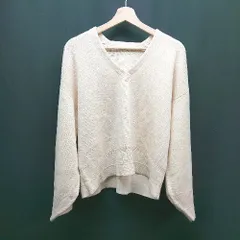 ◇ KBF Vネック プルオーバー 透け感あり 無地シンプル 長袖 セーター サイズONE ベージュ レディース E  【1310050020910】