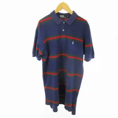 ポロ バイ ラルフローレン Polo by Ralph Lauren USA製 90’S ポロシャツ 半袖 ボーダー 紺 ネイビー レッド グリーン M ヴィンテージ オールド