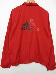 送料無料 USA 古着 アディダス adidas ブルゾン ナイロンジャケット ジャンパー 裏メッシュ ロゴ刺繍 三本線 赤 メンズ XL■L24285AWS21（4）5/20