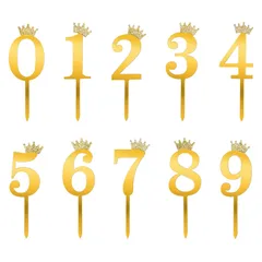 【在庫セール】ケーキデコレーション 記念日 バースデーケーキ お祝い ピック 飾り カップケーキ 10点セット 装飾 ケーキ飾り 誕生日 番号0-9 数字 ケーキトッパー ゴルード Paready