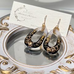 ブラック×ホワイト　フープピアス