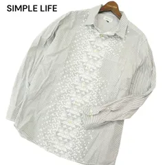 SIMPLE LIFE シンプルライフ レナウン 通年 デザイン ストライプ★ 長袖 シャツ Sz.LL　メンズ グレー 大きいサイズ