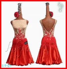 25年新作 新品未使用 新色 ラテンワンピース ラテンドレス 刺繍 ブラック＋ホワイト オーダーメイド