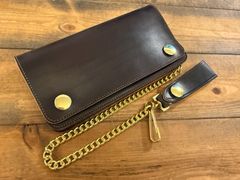 トラッカーウォレット ベイカー社ブライドルレザー 角丸タロンジッパー 