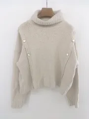 ◇ MAJESTIC LEGON タートルネック ショート丈 長袖 ニット セーター サイズM ベージュ レディース E  【1303280006724】