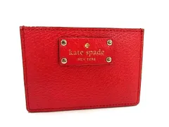 ■美品■ kate spade ケイトスペード レザー カードケース カード入れ パスケース 定期入れ 名刺入れ レディース レッド系 DI1347