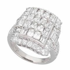 エメラルドカットダイヤモンド(2.83ct)ラウンドブリリアントカットダイヤモンド(2.59ct)リング Pt900 プラチナ 日本サイズ約14号 #54【送料無料】指輪【中古】25020137