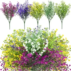 【数量限定】装飾用 オフィス ウェディング ホーム キッチン 四季の装飾 お墓 入り口 花壇 植木鉢 バルコニー 庭 庭 屋内 屋外 造花 造花 造花 低木 植物 偽花 5バンドルセット UV耐性 プラスチック 花束 フェイクフラワー アウトドア