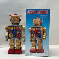メタルハウス テレビロボット ブリキ 3-000018】 BATTERTY OPERATED GEAR ROBOT メタルハウス ブリキ 美品