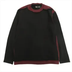 16aw プライ バイ ラグネキカス ヨウジヤマモト plyy by RAGNE KIKAS YOHJI YAMAMOTO フェイクレイヤード ニット セーター クルーネック コットン ウール 3 黒 ブラック ボルドー メンズのサムネイル