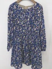 ◇ INDEX インデックス 総柄 長袖 膝丈 ワンピース サイズM ブルー ベージュ レディース  【中古】 【1206200005114】