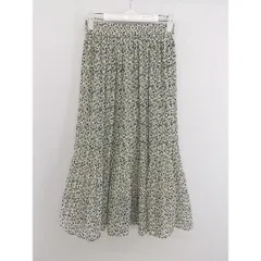 ◇ LOWRYS FARM 総柄 ウエストゴム ロング ギャザー スカート サイズF ホワイト系 ブラック レディース P  【中古】 【1208250005175】