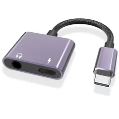 2in1 タイプc イヤホン 変換アダプタ Type-C to 3.5MM HIFI音質 二股ケーブル 2in1 USB-C to Aux 二股ケーブル 変換ケーブル 急速充電対応 同時 音楽/通話/リモコン 充電+オーディ 高耐久性 0