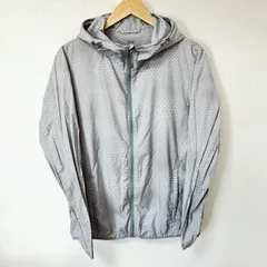 (^w^)b UNIQLO ユニクロ ポケッタブルパーカー フーディ プリント 薄手 軽量 羽織り シンプル カジュアル アウトドア デイリー タウンユース 冷房対策 日焼け対策 ライトグレー メンズ サイズL