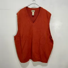 ☆L.L.Bean☆エルエルビーン☆Vネックコットンニットベスト☆ビッグサイズ☆無地☆オレンジ系☆XXL☆B24M