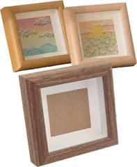 S.fields.inc 写真立て フォトフレーム 正方形 10cm 3色セット ましかく 合板木材 チェキサイズ(ウッド、コーヒーブラウン、ホワイトオーク)