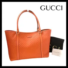 U【GUCCI】マイクログッチシマ トートバッグ レザー オレンジ 449647 グッチ (56769SM7)