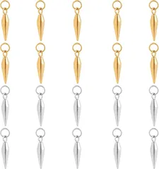 UNICRAFTALE 20個 2色 ステンレスチャーム 弾丸 パーツ ペンダント ジャンプリング付き メタルチャーム 金属チャーム( 2色-弾丸-20個,  19mm)