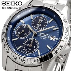 稼働品 SEIKO メンズ 腕時計 パイロットクロノグラフ ブルー 新品電池
