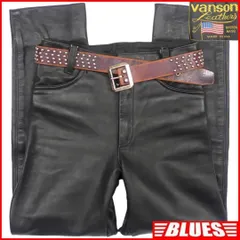 アメリカ製 レザーパンツ VANSON バンソン メンズ W30 黒HH8596のサムネイル