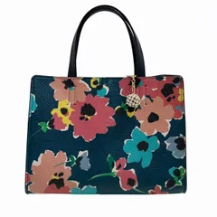 ケイトスペード KATE SPADE 美品 ハンドバッグ 手提げカバン 花柄 チャーム付き 紺 ネイビー