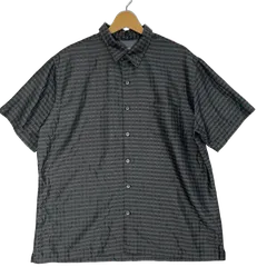 VAN HEUSEN ヴァンヒューゼン レーヨンシャツ チェック 半袖 シャツ ボタンダウン オーバーサイズ ビッグシルエット エジプト製 XL/TGサイズ ブラック