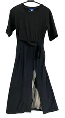 ブルーレーベル クレストブリッジ ワンピース ロング ブラック 半袖 チェク 36 レディース リボン 黒