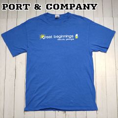 US古着 PORT&COMPANY Tシャツ ブルー Mサイズ great beginnings