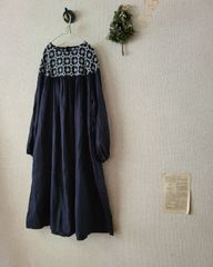 ハンドメイド　ミナペルホネンテキスタイル　amemoneヨーク切り替えワンピース ➁
